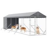 Outdoor Dog Kennel with Roof Silver 2x10x2.5 m Galvanised Steel