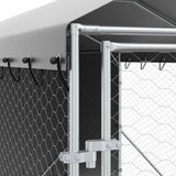 Outdoor Dog Kennel with Roof Silver 2x10x2.5 m Galvanised Steel - Low Angle