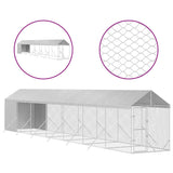 Outdoor Dog Kennel with Roof Silver 2x14x2.5 m Galvanised Steel - Front View