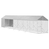 Outdoor Dog Kennel with Roof Silver 2x14x2.5 m Galvanised Steel - Side View