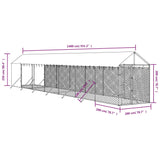 Outdoor Dog Kennel with Roof Silver 2x14x2.5 m Galvanised Steel - Top-Down View