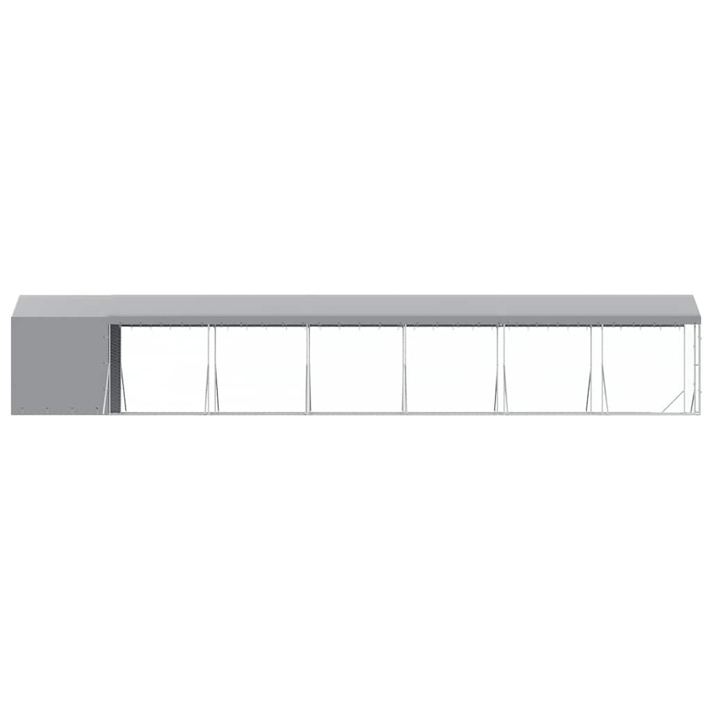 Outdoor Dog Kennel with Roof Silver 2x14x2.5 m Galvanised Steel