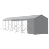 Outdoor Dog Kennel with Roof Silver 2x14x2.5 m Galvanised Steel - Close-Up Angle