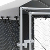 Outdoor Dog Kennel with Roof Silver 2x14x2.5 m Galvanised Steel - Low Angle