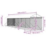 Outdoor Dog Kennel with Roof Silver 2x14x2.5 m Galvanised Steel - Extra Image