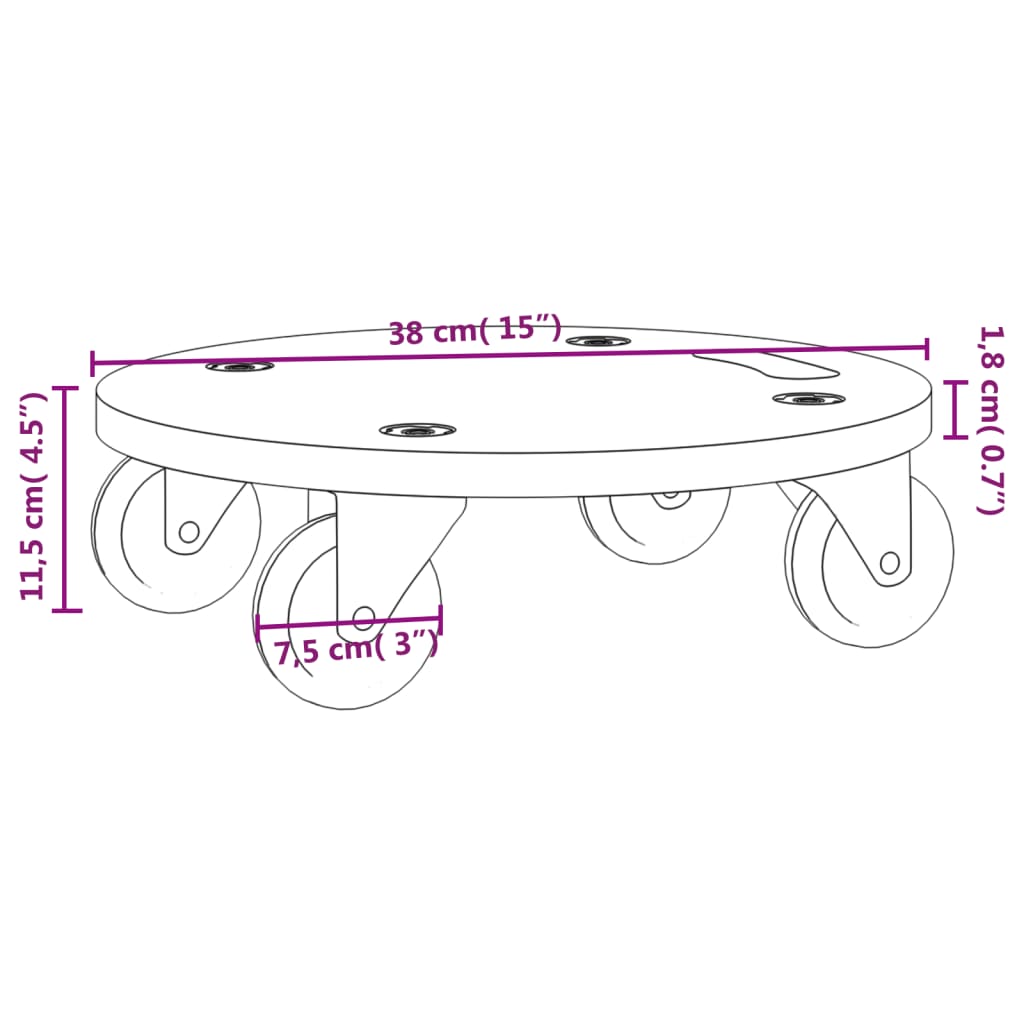 Transport Trolleys 2 pcs Round ?8x11.5 cm 250 kg