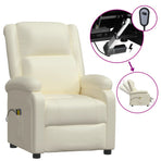 Electric Massage Chair Cream Faux Leather