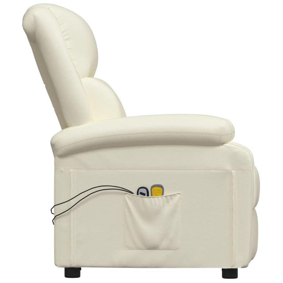 Electric Massage Chair Cream Faux Leather