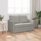 Floor Sofa Bed 2-in-1 Light Grey 122x204x55 cm Velvet - Side View