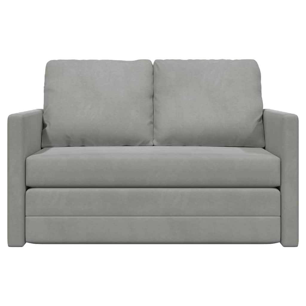 Floor Sofa Bed 2-in-1 Light Grey 122x204x55 cm Velvet