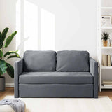 Floor Sofa Bed 2-in-1 Dark Grey 122x204x55 cm Velvet - Side View