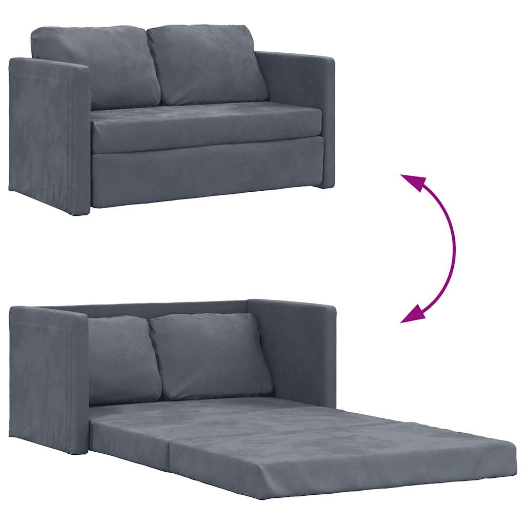 Floor Sofa Bed 2-in-1 Dark Grey 122x204x55 cm Velvet
