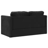 Floor Sofa Bed 2-in-1 Black 122x204x55 cm Velvet - Close-Up Angle