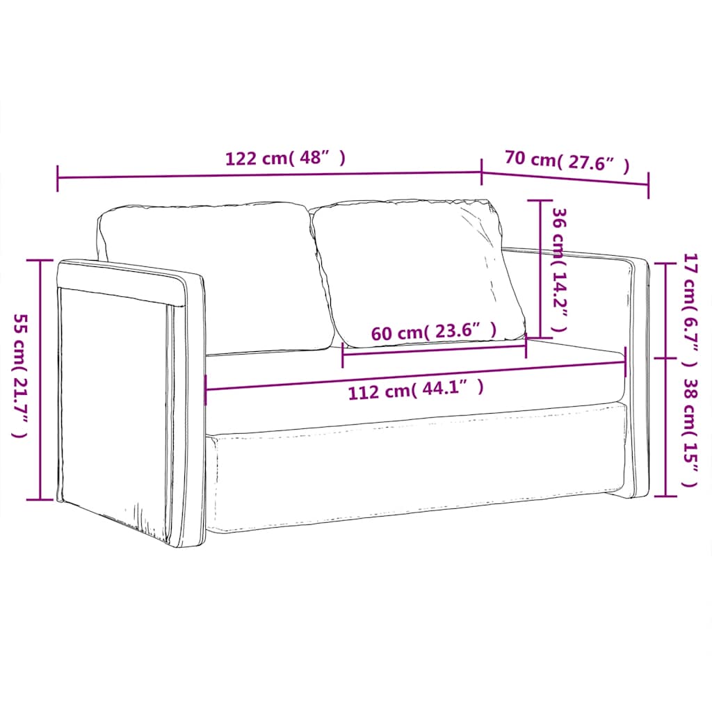 Floor Sofa Bed 2-in-1 Black 122x204x55 cm Velvet