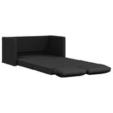 Floor Sofa Bed 2-in-1 Black 112x174x55 cm Faux Leather - Front View