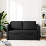 Floor Sofa Bed 2-in-1 Black 112x174x55 cm Faux Leather - Side View