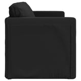 Floor Sofa Bed 2-in-1 Black 112x174x55 cm Faux Leather - Rear View