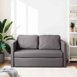 Floor Sofa Bed 2-in-1 Grey 112x174x55 cm Faux Leather - Side View