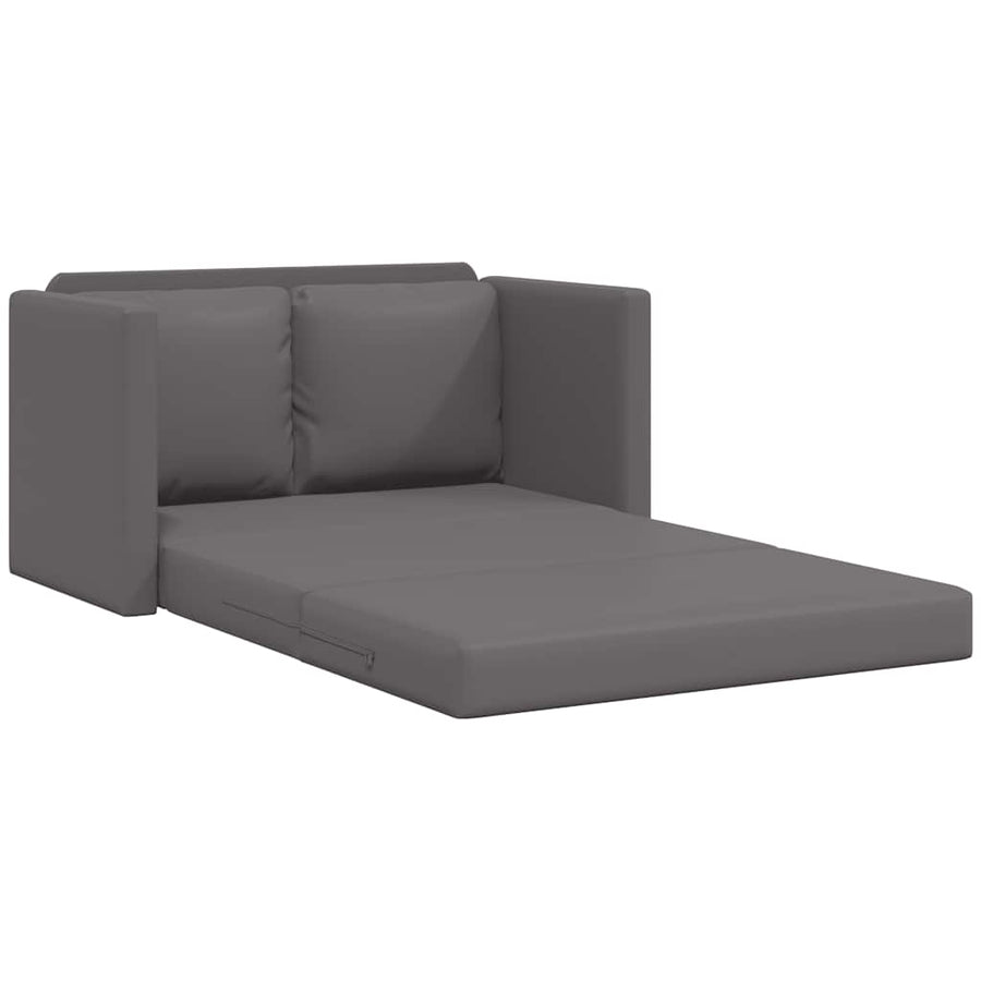 Floor Sofa Bed 2-in-1 Grey 112x174x55 cm Faux Leather