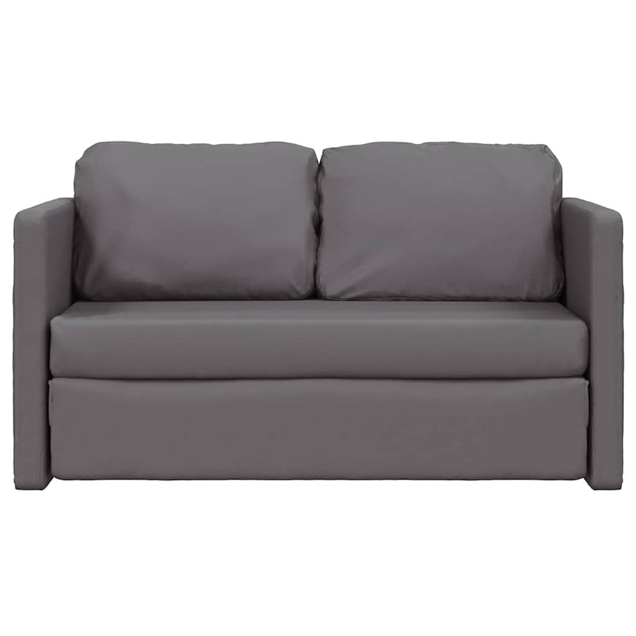 Floor Sofa Bed 2-in-1 Grey 112x174x55 cm Faux Leather