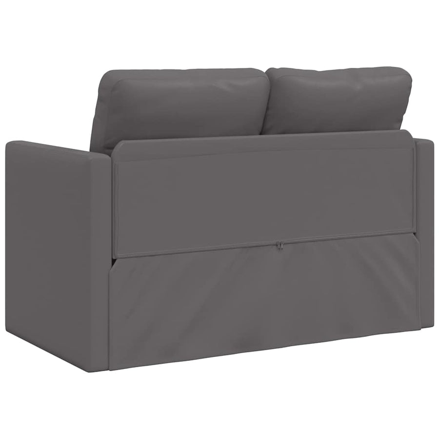 Floor Sofa Bed 2-in-1 Grey 112x174x55 cm Faux Leather