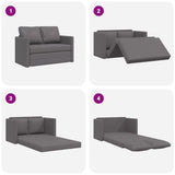 Floor Sofa Bed 2-in-1 Grey 112x174x55 cm Faux Leather - Low Angle