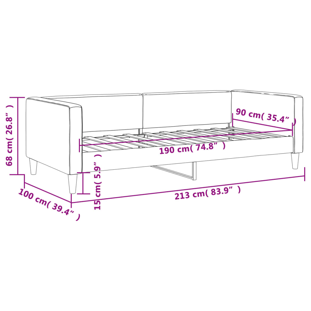 Day Bed without Mattress Light Grey 90x190 cm Fabric