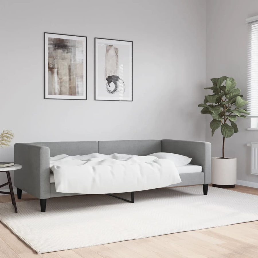 Day Bed without Mattress Light Grey 90x190 cm Fabric