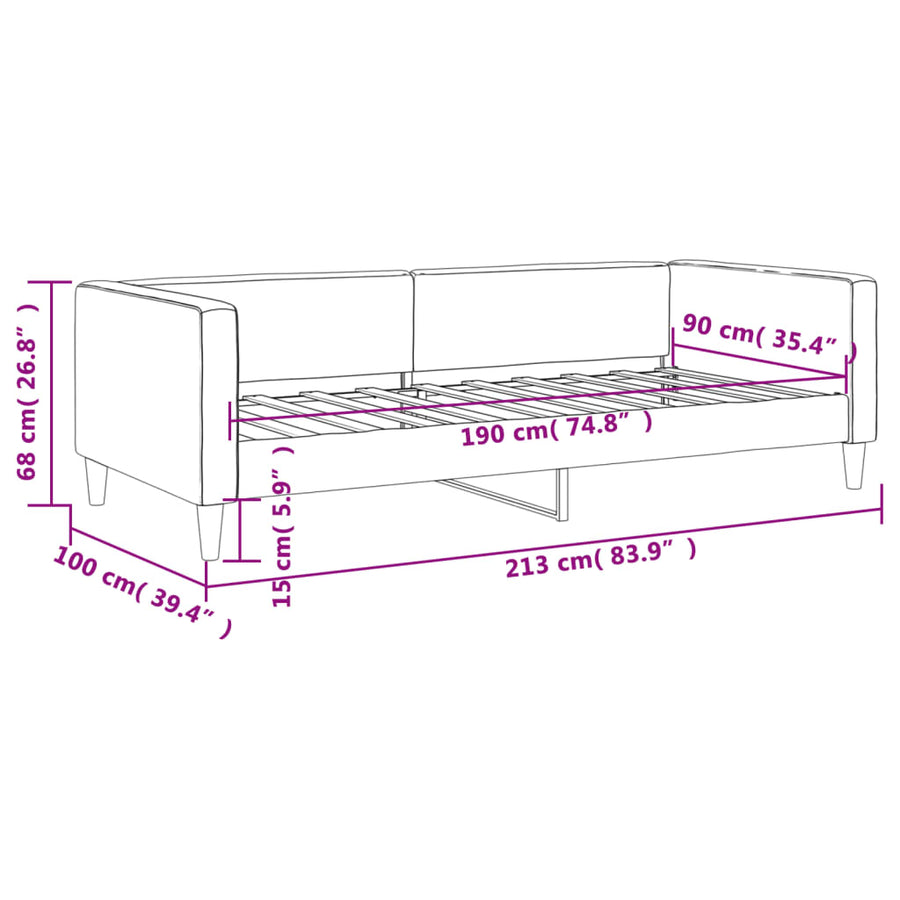 Day Bed without Mattress Dark Grey 90x190 cm Fabric
