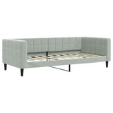 Day Bed without Mattress Light Grey 90x190 cm Velvet - Front View