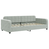 Day Bed without Mattress Light Grey 90x190 cm Velvet - Front View