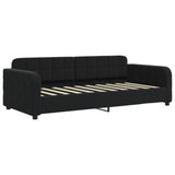 Day Bed without Mattress Black 90x190 cm Velvet - Front View