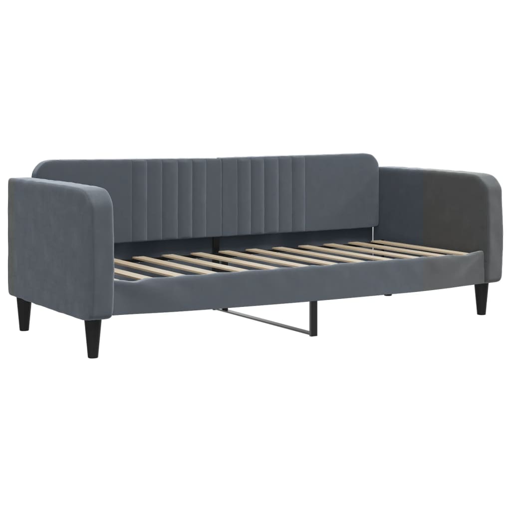 Day Bed without Mattress Dark Grey 90x190 cm Velvet