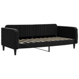 Day Bed without Mattress Black 90x190 cm Velvet - Front View
