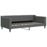 Day Bed without Mattress Dark Grey 90x190 cm Fabric - Front View