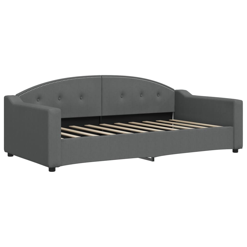 Day Bed without Mattress Dark Grey 90x190 cm Fabric