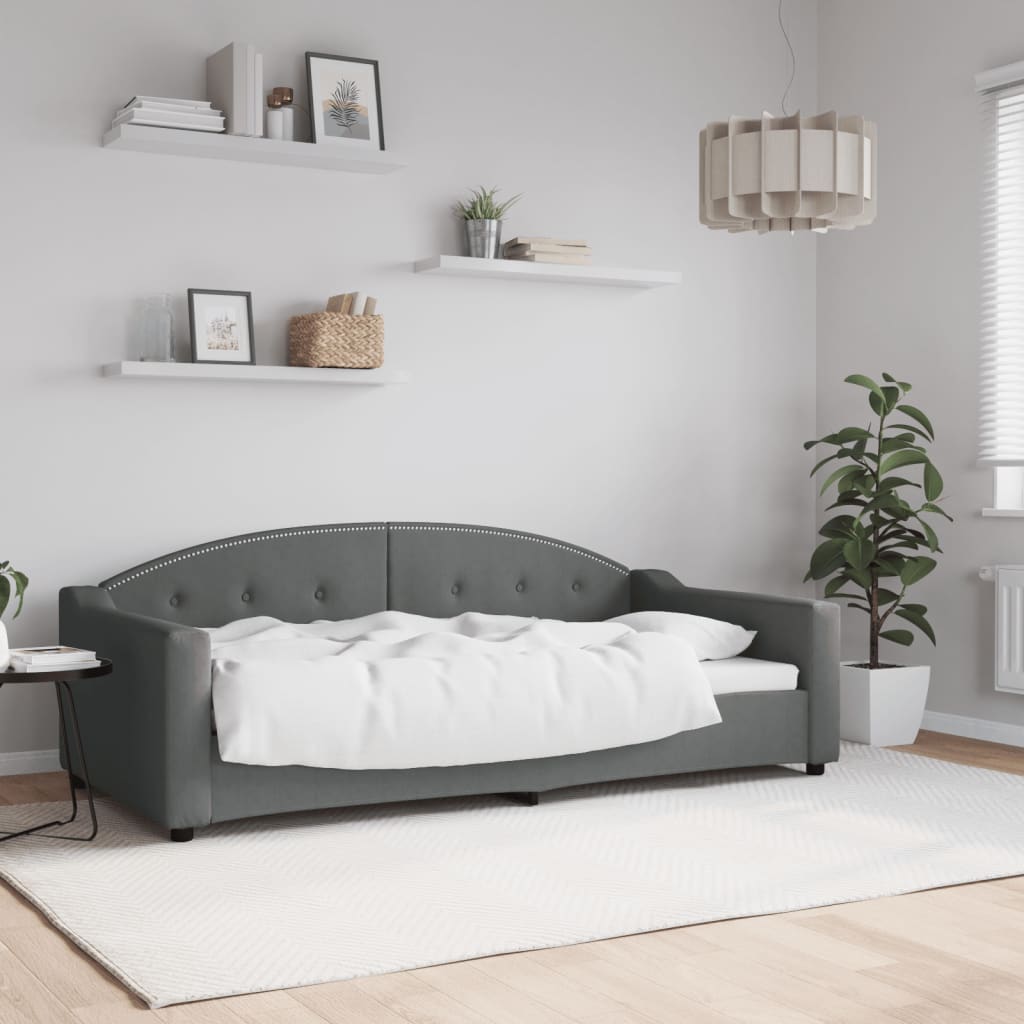 Day Bed without Mattress Dark Grey 90x190 cm Fabric