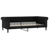 Day Bed without Mattress Black 90x190 cm Faux Leather - Front View