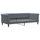 Day Bed without Mattress Dark Grey 90x190 cm Velvet - Front View