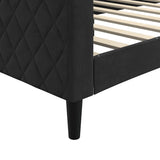 Day Bed without Mattress Black 90x190 cm Velvet - Rear View