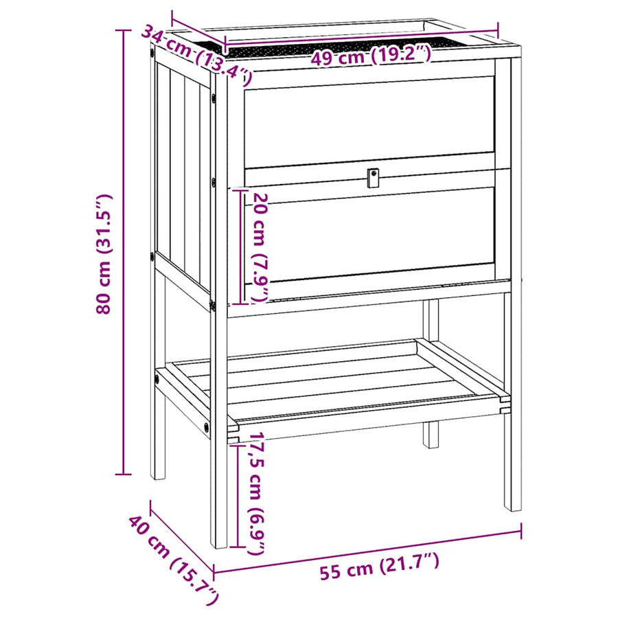 Hamster Cage 55x40x80 cm Solid Wood Fir
