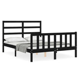 Bed Frame without Mattress Black 135x190 cm Solid Wood Pine