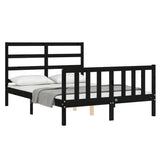Bed Frame without Mattress Black 135x190 cm Solid Wood Pine - Side View