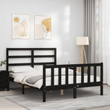 Bed Frame without Mattress Black 135x190 cm Solid Wood Pine - Top-Down View