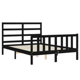Bed Frame without Mattress Black 135x190 cm Solid Wood Pine