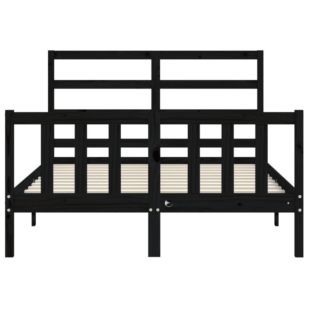 Bed Frame without Mattress Black 135x190 cm Solid Wood Pine