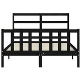 Bed Frame without Mattress Black 135x190 cm Solid Wood Pine - Rear View
