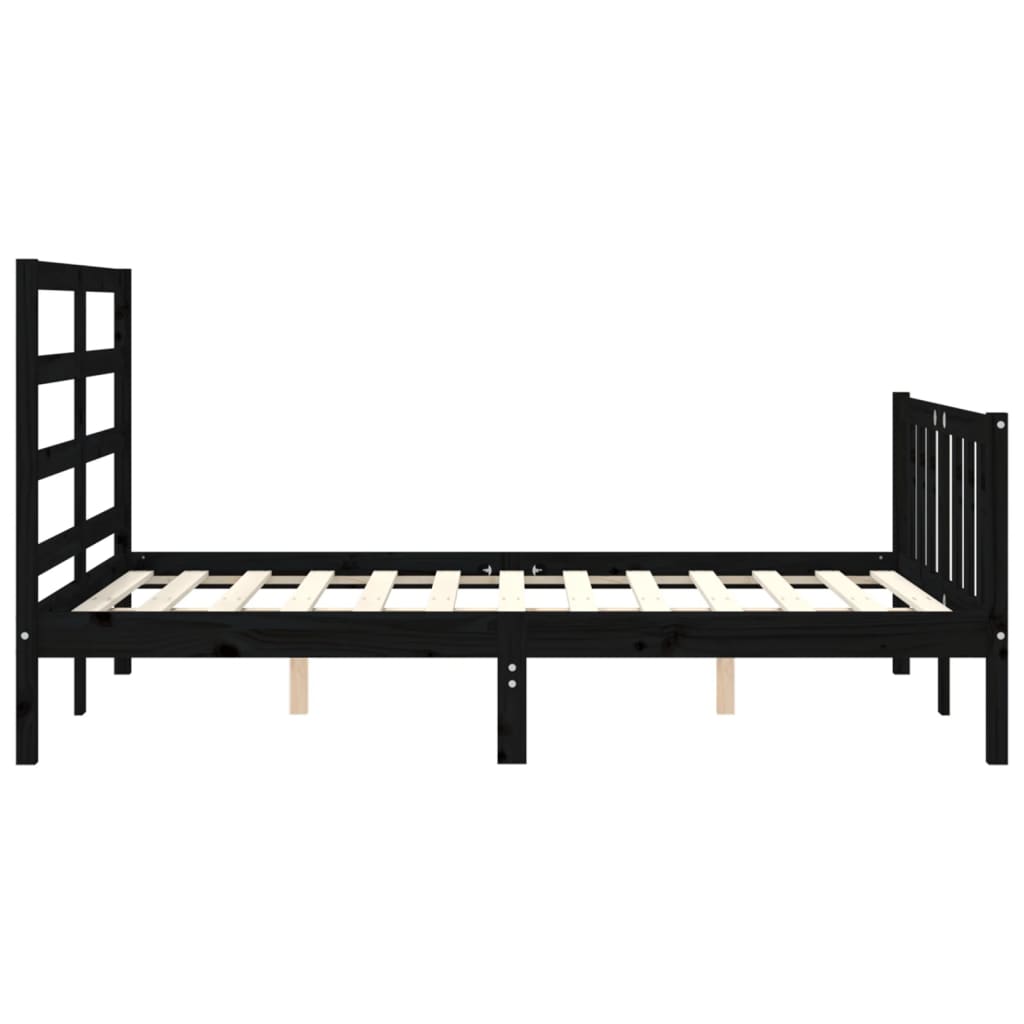 Bed Frame without Mattress Black 135x190 cm Solid Wood Pine