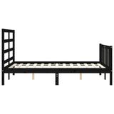Bed Frame without Mattress Black 135x190 cm Solid Wood Pine - Close-Up Angle