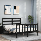 Bed Frame without Mattress Black 135x190 cm Solid Wood Pine